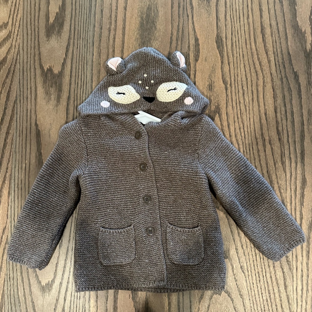 GAP deer sweater jacket 12-18m brown